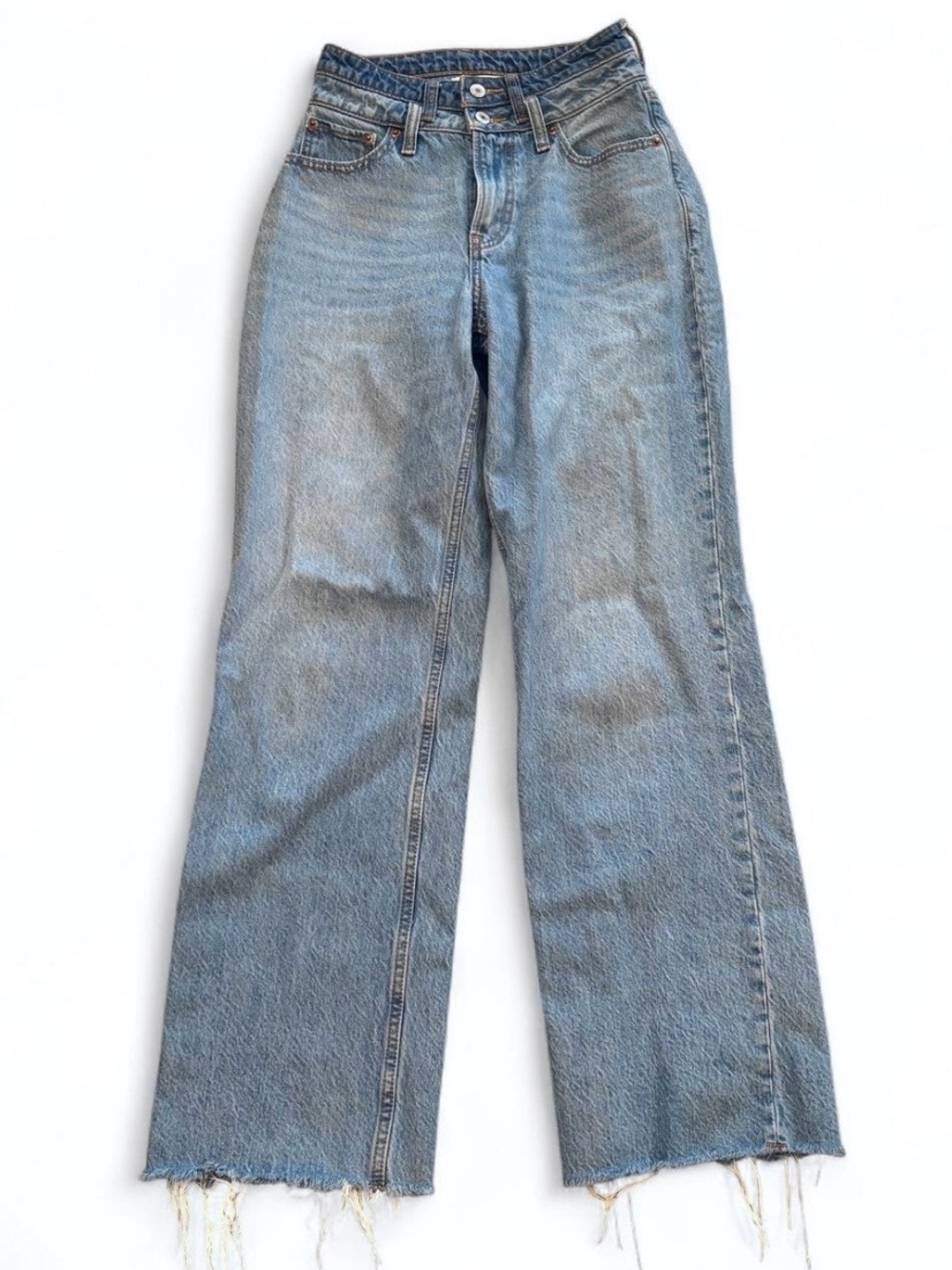 Abercrombie & Fitch Curve Love Loose High Rise Two Tone Vintage Raw Hem Size 24